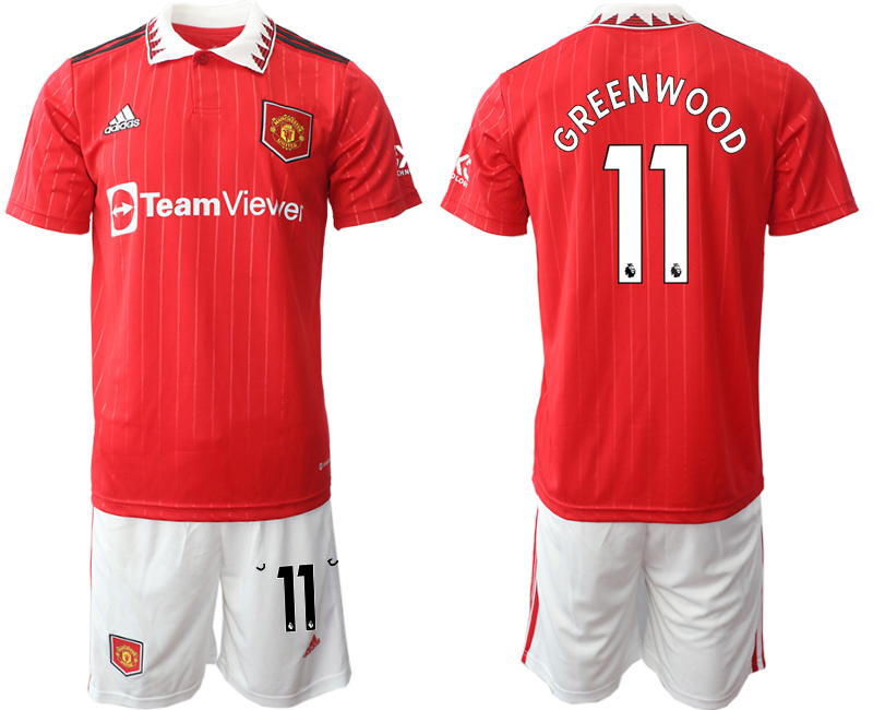 Men 2022-2023 Club Manchester United home Red #11 Adidas Soccer Jersey